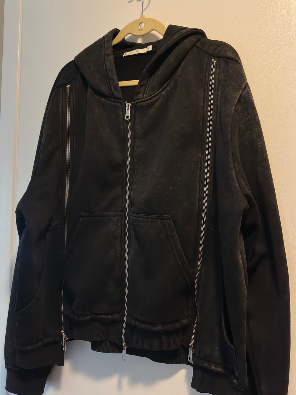 Black Charcoal Hoodie Zip Jacket